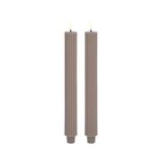 Uyuni - Kronelys LED Grooved 2-pack 3,2x25,5 cm Sandstone/Smooth Light...