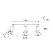 Azali loftlampe 1549.E27 3 lyskilder antik messing