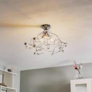 Trilly loftlampe, krom, krystaller, 3 lyskilder