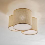 Loftlampe Mona Nature, 3 lyskilder, naturfarvet linned
