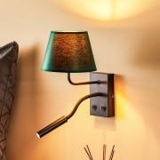 Væglampe Soho, konisk, læselampe, grøn/guld