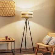 Duo gulvlampe, rattan, trebenet, beige/sort