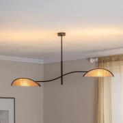Loftlampe Lotus, sort/rattanoptik, 2 lyskilder