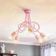 Tarnow loftlampe, 5 lyskilder, rosa