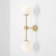 Væglampe Alison, 2 lyskilder, messing/hvid, 59 cm