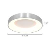 LED-loftslampe Ringlede 2.700 K Ø 48 cm sølv