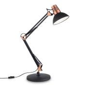 Wally bordlampe med leddelt lampearm, sort/kobber