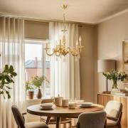 Lysekrone Castro, antik messing, 5 lyskilder