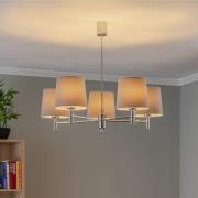 Hængelampe Bono, 5 lyskilder, krom/grå