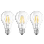 LED filamentpære E27 6W, varmhvid, 3'er sæt