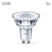 Philips LED-pære GU10 4,6W 390lm 840 klar 36° 3 stk