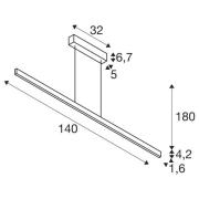 SLV One Lineær LED-pendel, 140 cm, messing