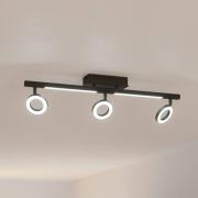 LED-loftspot Cardillio 2 sort med tre ringe