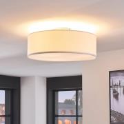 Lindby loftslampe Sebatin, Ø 40 cm, creme, stof, E27