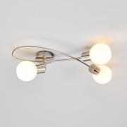 Lindby loftlampe Elaina, 50 cm, 3 lyskilder, nikkelfarvet, glas