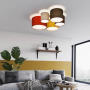 Lindby Laurenz loftlampe, 5 lk., 93cm, rød-gul