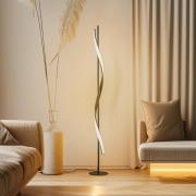 Lindby LED-gulvlampe Munja, sort, metal, dæmpbar