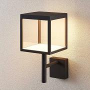 Lucande LED-væglampe Cube, antracit, glas, 37 cm, IP54