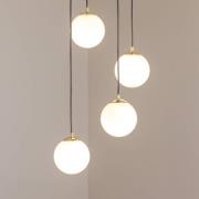 Hængelampe Glassy, 4 lyskilder, rund, sort/opal