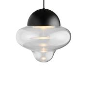 LED-hængelampe Nutty XL, klar/sort, Ø 30 cm, glas
