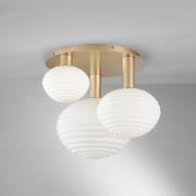 Ripple loftslampe, guldfarvet/opal, 3-lys