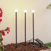 Lindby LED-solcellelampe Freydis, 3-pak, sort, 2.000 K