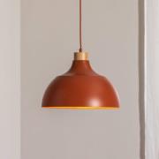 Envostar Kaitt hængelampe, teglrød, Ø 34 cm, trædetaljer