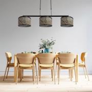 Stang pendel, sort/naturligt fletværk, 3-lys