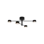 LED-loftlampe Clyde Flex, 4-lys, 2 stivere, sort