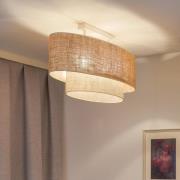 Euluna loftlampe Boho Jute, naturbrun/hvid, længde 80 cm
