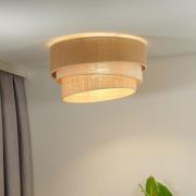 Euluna loftslampe Trio Jute, naturbrun/hvid/raffia Ø 60 cm