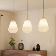 Caprarola hængelampe, længde 90 cm, sandfarvet, 3 lyskilder, glas