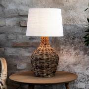 Paglia bordlampe, natur/hvid, rattan/jute, højde 58 cm