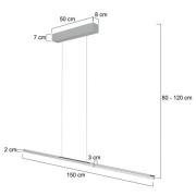 Hængelampe Bande, 155 cm, op/ned, stål, CCT, dæmper