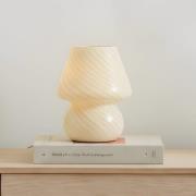 Lindby Andriana bordlampe, gul/hvid, glas, Ø 15 cm