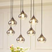 Lucande Jarven hængelampe, 7 lyskilder, sort, glas