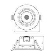 Forsænket loftlampe SMD-68-230V, 2.700K, Ø8,5cm, sort