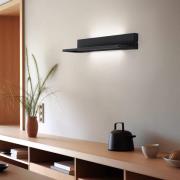 Hylde væglampe, sort, stål, 60 cm lang, 2 x LED