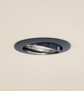 Prios forsænket loftlampe Fibur, mørkegrå, aluminium, Ø 8,2 cm