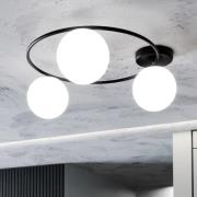 Sopra loftlampe, opal hvid/sort, glas, E14