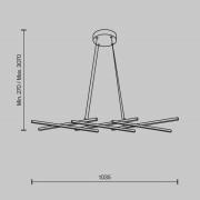 Maytoni LED-hængelampe Halo, sort, længde 103,5 cm