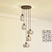 Lindby hængelampe Hildur, Ø 35 cm, røggrå, glas, E27