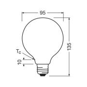 OSRAM LED-pære Globe G95 E27 5W mat 6.500K