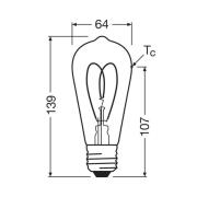 OSRAM LED Vintage ST64 E27 7,2W 927 Heart Filament clear dæmpbar