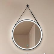 Lucande LED-spejl Lelin, Ø 60 cm, sort, aluminium, CCT