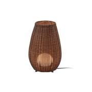 Bover LED-bordlampe Amphora, brun/rattan-brun, 47 cm