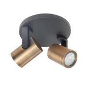 Loftspot Halo, sort/messing poleret Ø 17 cm 2 lyskilder.