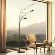 LED-gulvlampe Dent, sort, 225 cm, metal, CCT, 5 lyskilder.