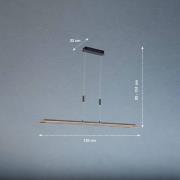 LED-hængelampe Shine-Wood, eg/sort, 125 cm, CCT