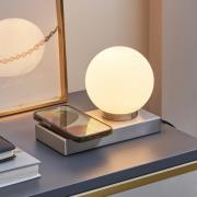 Lindby bordlampe Junis, nikkel, opladningsfunktion